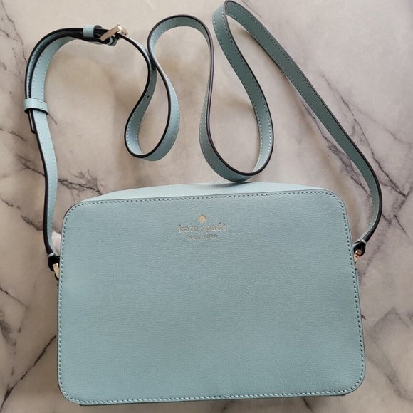 Kate Spade Harper Leather Crossbody Bag Aphrodite Blue FiRm Price - Picture 1 of 6